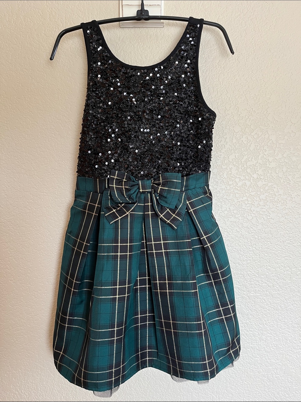 Children’s Place sequin & plaid Christmas holiday dress